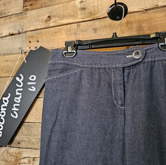 W Work To Weekend Womens Dark Blue Wide Leg White Stitching  Pants Size 10 - Picture 3 of 11